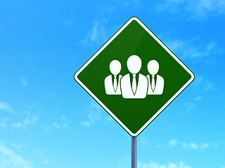Image showing Marketing concept: Business People on road sign background