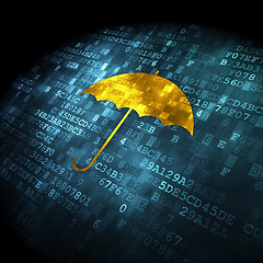 Image showing Security concept: Umbrella on digital background