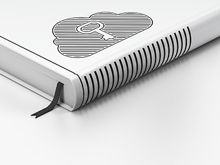 Image showing Cloud technology concept: closed book, Cloud With Key on white