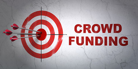 Image showing Finance concept: target and Crowd Funding on wall background
