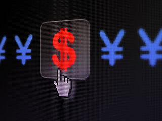 Image showing Currency concept: Dollar And Yen on digital computer screen