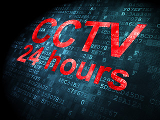 Image showing Security concept: CCTV 24 hours on digital background