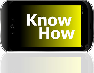 Image showing smart phone with know how word