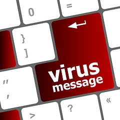 Image showing Computer keyboard with virus message key