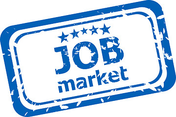 Image showing words job market on rubber stamp isolated on white