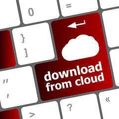 Image showing download from cloud, computer keyboard for cloud computing