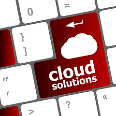 Image showing cloud solution words concept on button of the keyboard