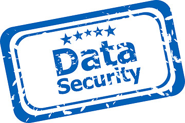 Image showing data security on rubber stamp over a white background