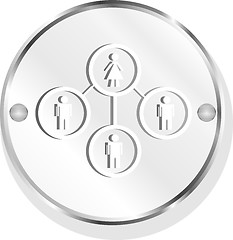 Image showing icon button with network of woman inside, isolated on white
