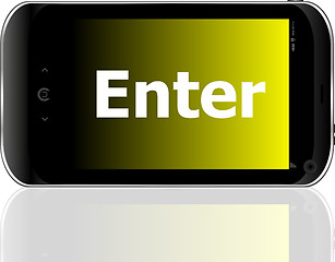 Image showing Web development concept: smartphone with word enter on display