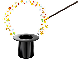 Image showing hat with wand and stars for magic