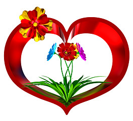 Image showing heart with flowers and leaves