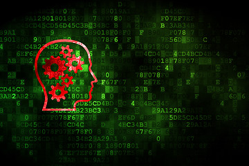 Image showing Advertising concept: Head With Gears on digital background