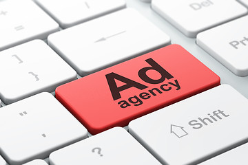 Image showing Advertising concept: Ad Agency on computer keyboard background