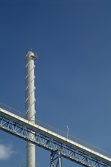 Image showing Smoke stack and conveyor belt