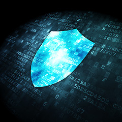 Image showing Privacy concept: Shield on digital background