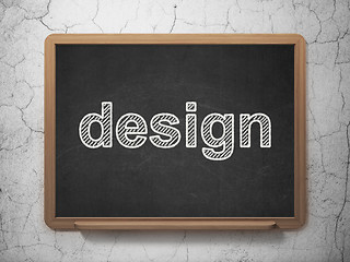 Image showing Advertising concept: Design on chalkboard background