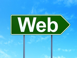 Image showing Web design concept: Web on road sign background