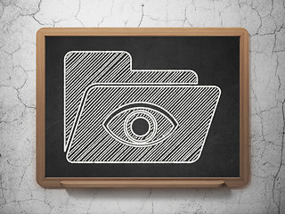 Image showing Finance concept: Folder With Eye on chalkboard background