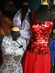 Image showing Mannequins wearing evening wear