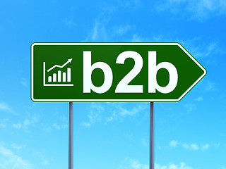 Image showing Finance concept: B2b and Growth Graph on road sign background