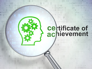 Image showing Education concept: Head Gears and Certificate of Achievement