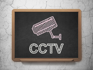 Image showing Protection concept: Cctv Camera and CCTV on chalkboard