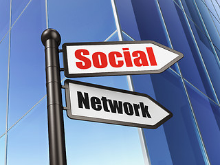 Image showing Social network concept: sign Social Network on Building