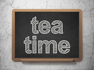 Image showing Timeline concept: Tea Time on chalkboard background