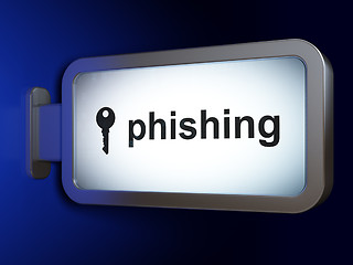 Image showing Protection concept: Phishing and Key on billboard background