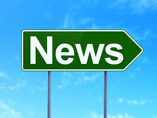 Image showing News on road sign background