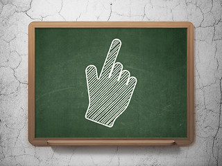 Image showing Advertising concept: Mouse Cursor on chalkboard background