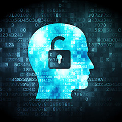 Image showing Business concept: Head With Padlock on digital background