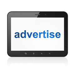 Image showing Advertising concept: Advertise on tablet pc computer