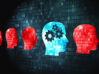 Image showing Business concept: Head with Gears on digital background