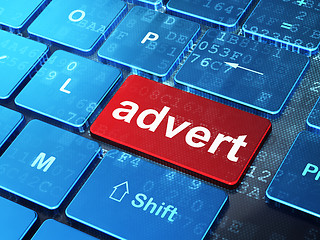 Image showing Marketing concept: Advert on computer keyboard background