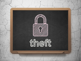 Image showing Privacy concept: Closed Padlock and Theft on chalkboard