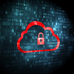 Image showing Cloud networking concept: Cloud With Padlock on digital