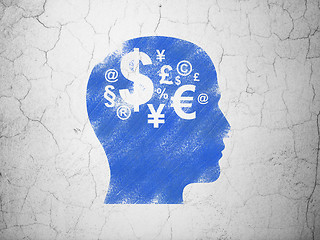 Image showing Business concept: Head With Finance Symbol on wall background