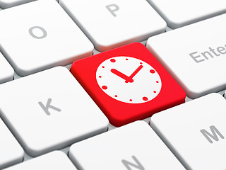 Image showing Time concept: Clock on computer keyboard background