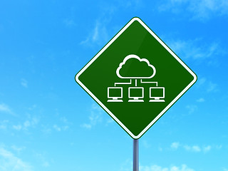 Image showing Cloud Network on road sign background