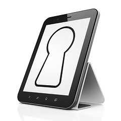 Image showing Data concept: Keyhole on tablet pc computer