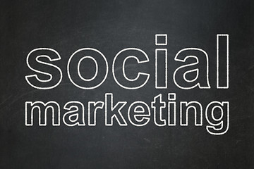 Image showing Advertising concept: Social Marketing on chalkboard background