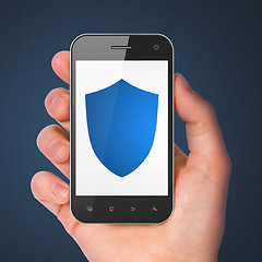 Image showing Protection concept: Shield on smartphone