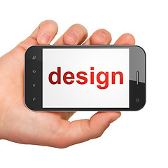 Image showing Advertising concept: Design on smartphone