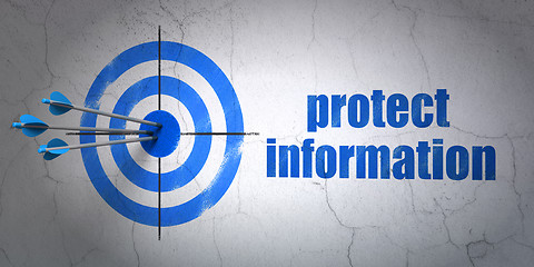 Image showing Protection concept: target and Protect Information on wall