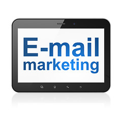 Image showing Advertising concept: E-mail Marketing on tablet pc computer