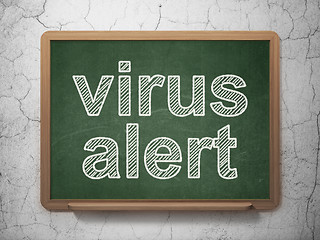 Image showing Safety concept: Virus Alert on chalkboard background