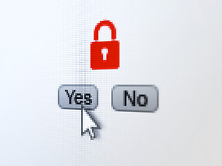 Image showing Data concept: Closed Padlock on digital computer screen