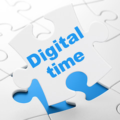 Image showing Timeline concept: Digital Time on puzzle background